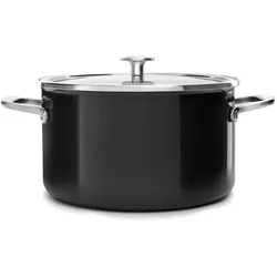 KitchenAid Steel Core Enamel Kochtopf Edelstahl 24 cm Ø 6 L Onyx Schwarz, Pfanne + Kochtopf, Schwarz
