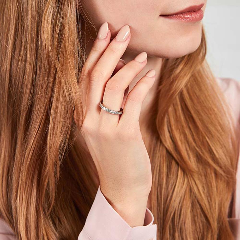 Unique Polierter Damen Edelstahlring mit Steinen silber