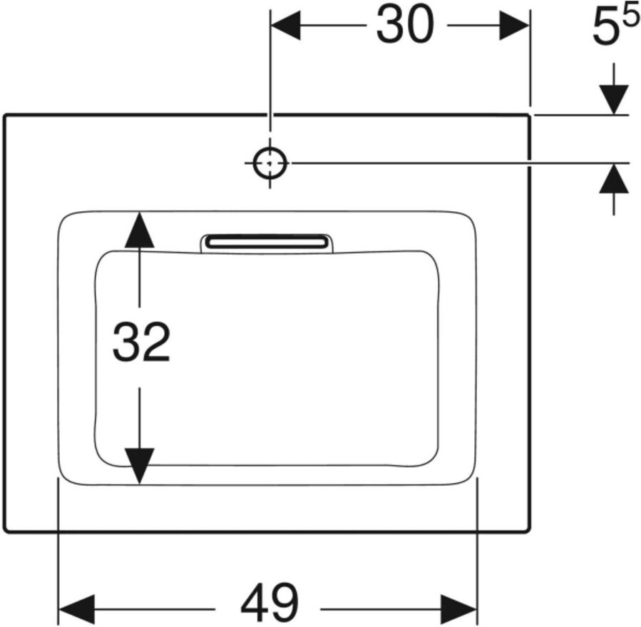 Geberit Möbelwaschtisch One 60cm, HL mit., o. ÜL, we. K-Tect/Bl we. (505002001)