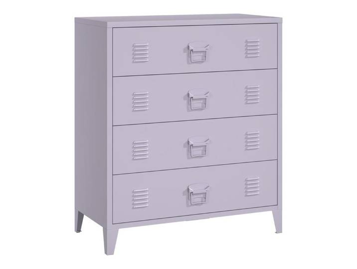 Commode - HELLOSHOP26 - Modèle industriel - 4 tiroirs spacieux - Métal gris - Montage simple