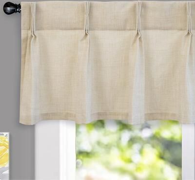 DriftAway Pinch Pleat Valance for Kitchen Window Faux Linen Textured