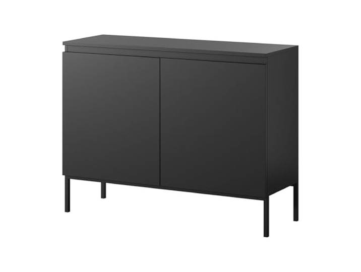 Selsey Kommode Schrank Aufbewahrungsschrank 100 cm 2 Türen 4 Fächer Schwarz Schwarze Beine Bemmi