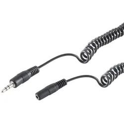 Klinkenst. 3,5mm - Klinkenbuchse 3,5mm, Spiral, 5m