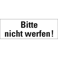 Aufkleber I Hinweisetikett Bitte nicht werfen!, weiß, Haftpapier, permanent, 147x50mm, 250/Rolle