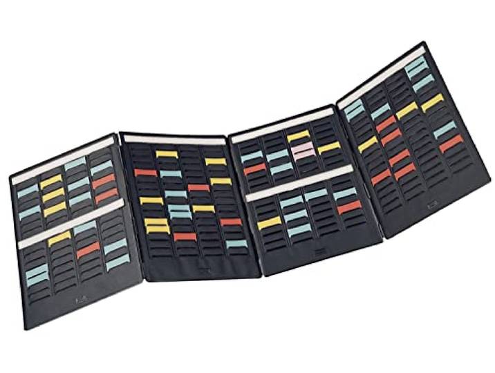 Nobo - Mini Planning à Fiches T\, Portable\, 17 Colonnes & 16 Fentes\, Indice 1.5\, Fiches T Multicolores Incluses\, 3084200