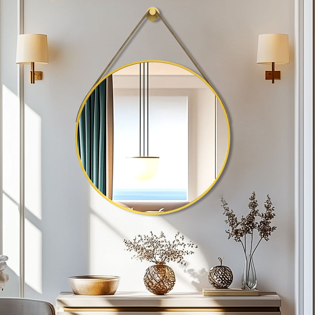 UNHO Wal Mirror Round Wall Vanity Mirror Gold 80cm x 80cm