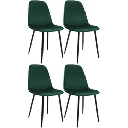 CLP 4er Set Esszimmerstuhl Maryam Samt - Farbe: grün, Material: Samt