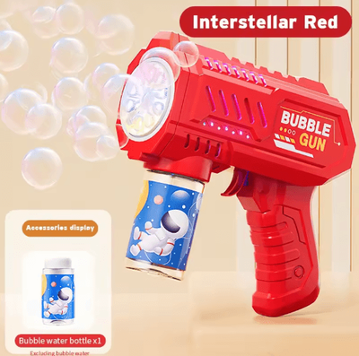 Inspire Picks Glowing Automatic Bubble Gun For Kids No Battery Bubble Machine Toy interstellar Red
