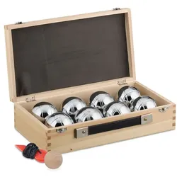 Relaxdays 8 Boule Kugeln im Set Hellbraun,Schwarz,Silber