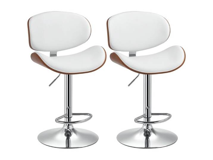 HOMCOM - Tabourets de bar - Revêtement synthétique - 53x52x112cm - Blanc