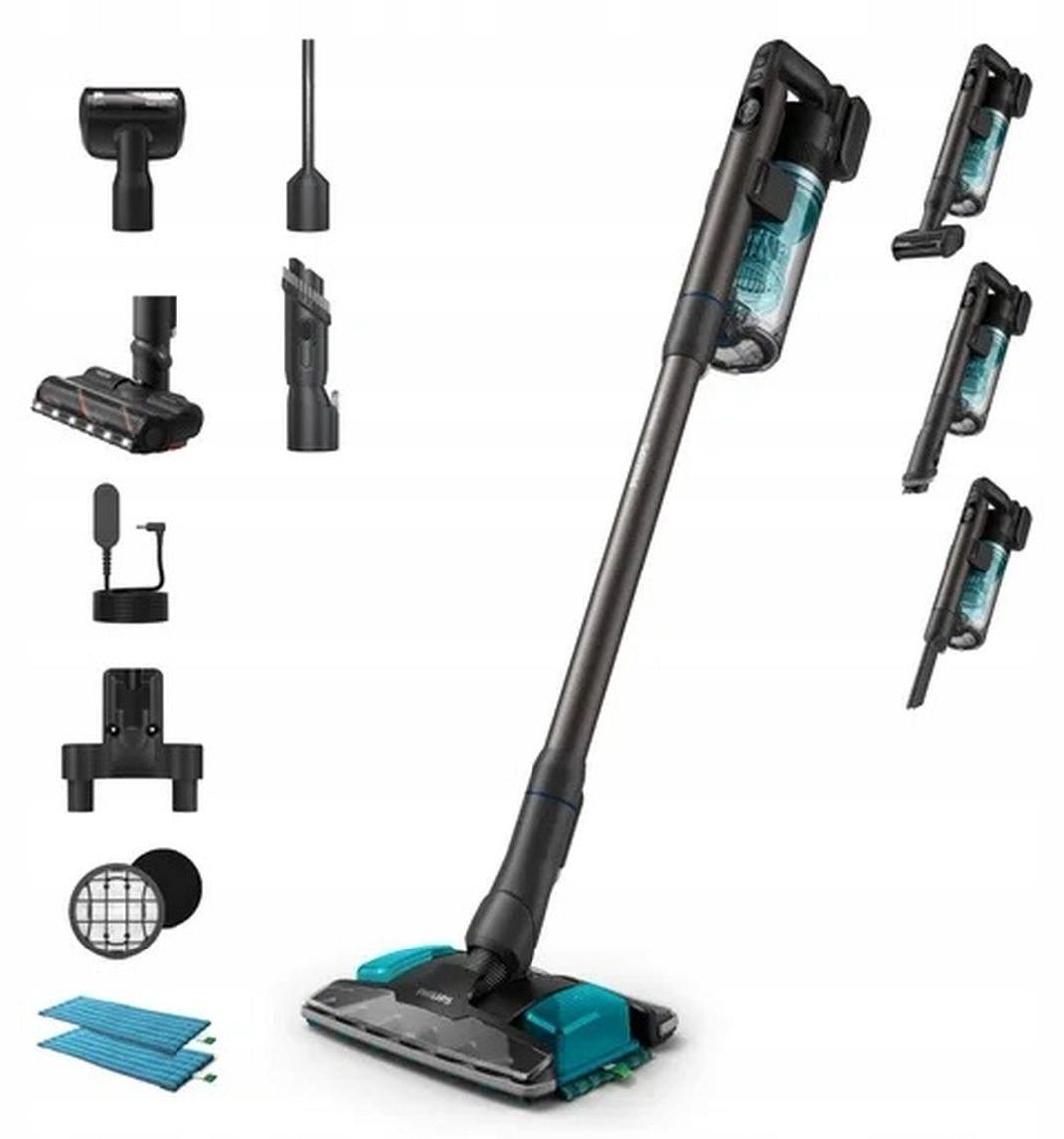Philips SpeedPro Max Akku-Staubsauger 8000 Series Aqua Plus, 2-in-1-Stabstaubsauger, Beutellos, Blau, 0,6 l, Trocken&Nass, Zyklonisch/Filterung