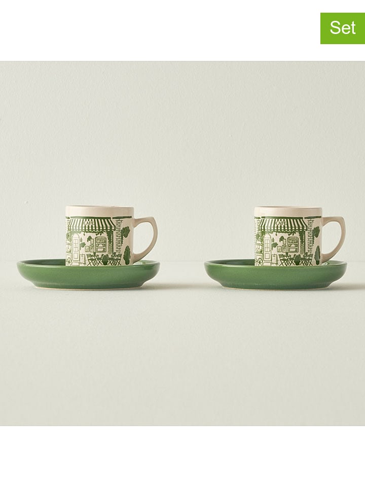 BELLA MAISON 2er-Set: Kaffeetassen "Scene" - 105 ml - onesize