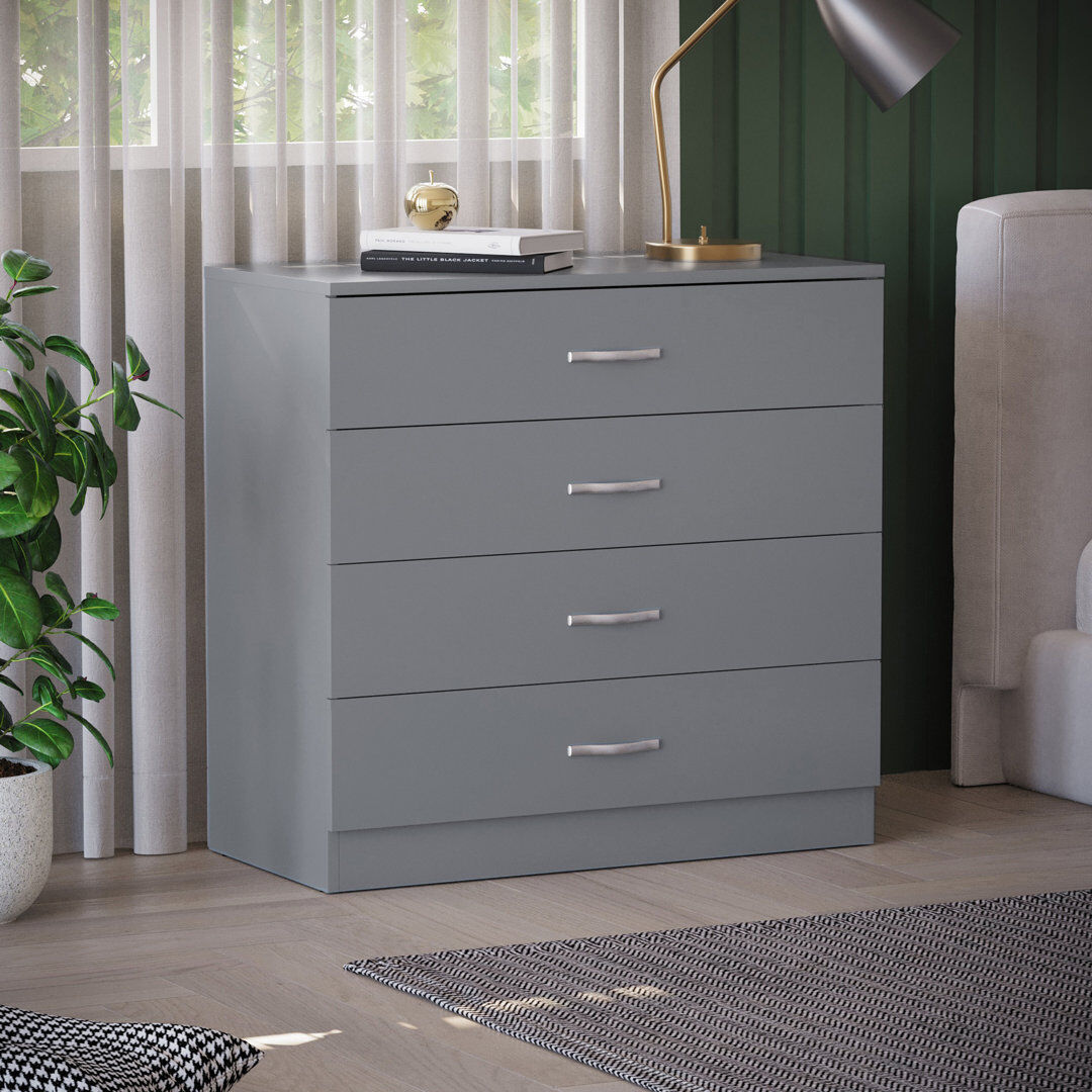 Hashtag Home Maybery 4 Drawer Chest Grey 72cm H X 75cm W X 36cm D