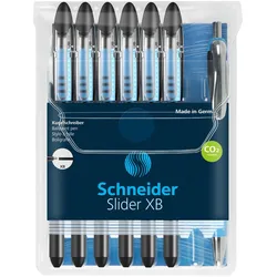 Schneider Kugelschreiber Slider Basic schwarz, 6 St. + GRATIS Slider Kugelschreiber Rave XB, schwarz