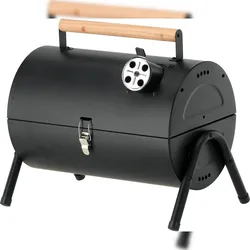 TRIZERATOP Kompakter Holzkohlegrill mit 2 verchromten Grillrosten, 34x21cm