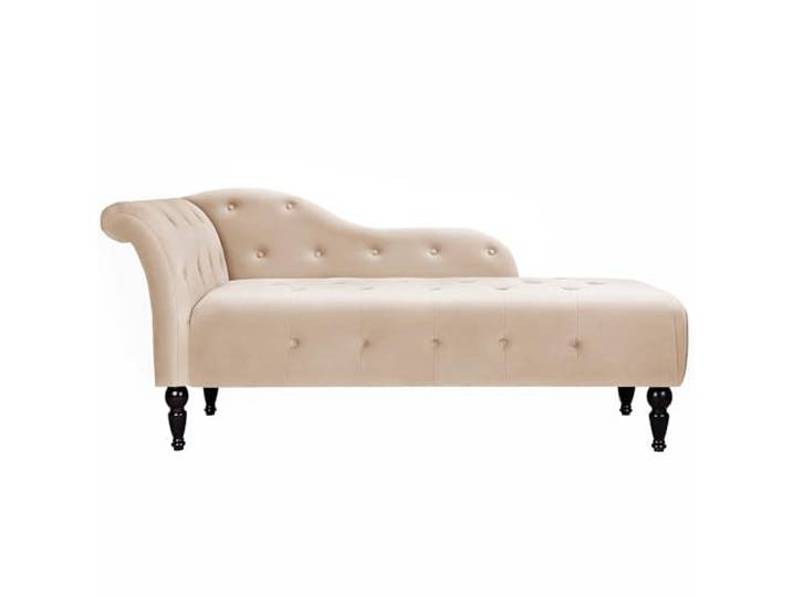 IDEALHOUSE Moderne Samt-Chaiselongue 154 cm – gepolstert, Knopfheftung, Linke gerollte Armlehne, hohe Holzbeine – Relaxliege für Wohnzimmer/Schlafzimmer/Büro – Beige (HY801-3)