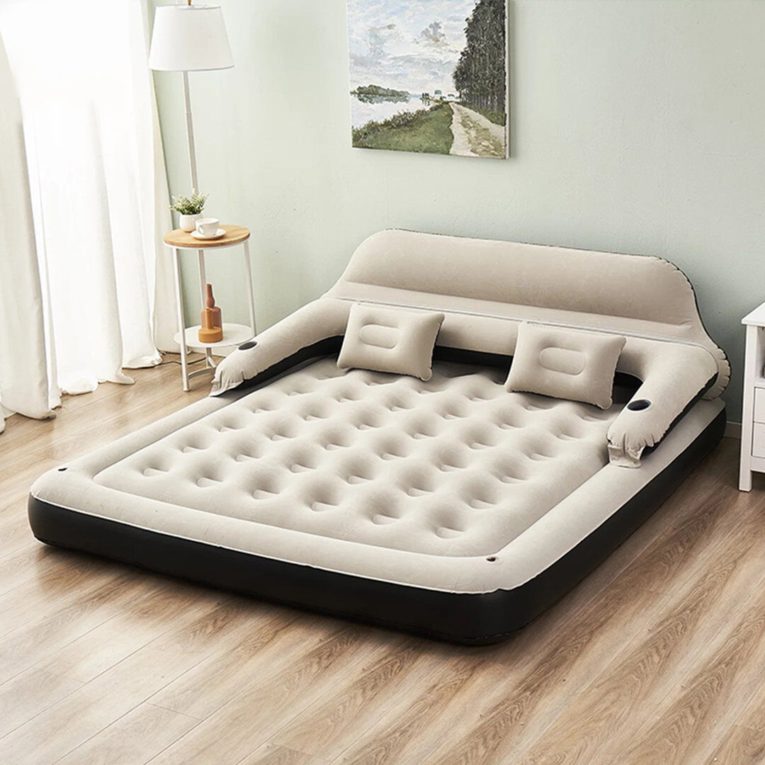 Rebrilliant 25cm Air Bed, Inflatable Air Mattress with Backrest Beige