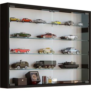 VCM Glasvitrine Mandosa L, hängend, 4 Fachböden, 80 x 60 x 10cm, schwarz
