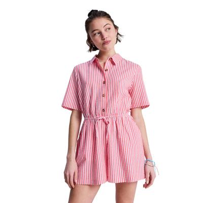 Jumpsuit ROXY "Real Tomorrow Stripe", Damen, Gr. XL, hibiscus sunrise stripe, Obermaterial: 100% Baumwolle., Overalls Jumpsuit