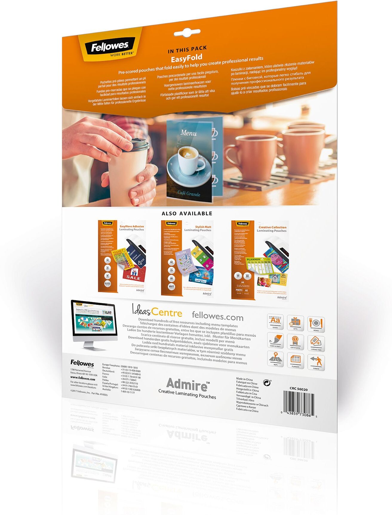 Fellowes Admire EasyFold Laminating Pouches A3 80 Micron Gloss - Pack of 25