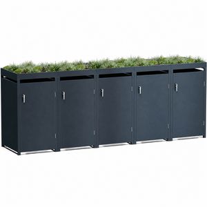 Metzler Mülltonnenbox MMB-2-5X, Metall, 5 Mülltonnen bis 240L, abschließbar, mit Pflanzdach