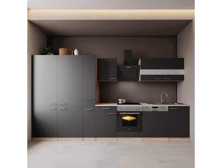 Küchenzeile Merle 370 cm French-Optik 370 x 200 x 60cm Grau/Grau