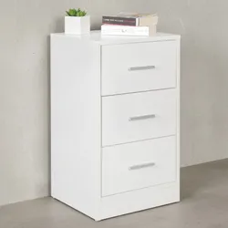 KADIMA DESIGN Moderner Nachtschrank: Holz, 3 Schubladen, in Schwarz/Weiß/Sonoma, melaminharzbeschichtet