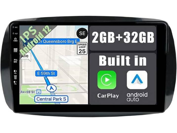GABITECH 9 Zoll Android 13 Autoradio Navi für Mercedes Smart Fortwo 2014-2019 Autoradio