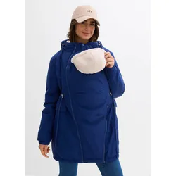 bonprix Kuschelig gefütterte Umstands-und Tragejacke, blau, Gr.48, Wasserabweisender Parka für die Schwangerschaft und danach