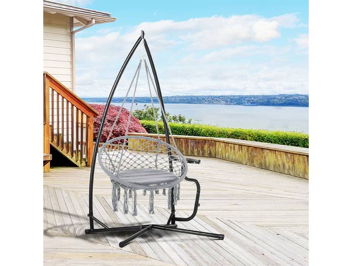 Support de chaise suspendue Outsunny 190 cm avec table intégrée