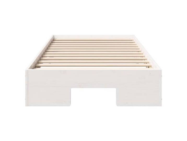 Lit 1 place 90x200cm - VIDAXL - Structure/Cadre de lit surélevé - Blanc Bois massif en pin L2744