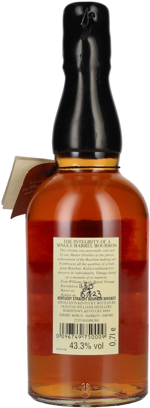 Evan Williams Bourbon Evan Williams SINGLE BARREL Vintage 2015 43,3% Vol. 0,7l
