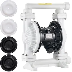 VEVOR Druckluft-Doppelmembranpumpe, 95 L/min, 25,4 mm Einlass & Auslass, pneumatische Altöl-Transferpumpe, max. 100 PSI, Polypropylengehäuse, luftbetrieben für Diesel, Fett, Kerosin, Benzin & Öl