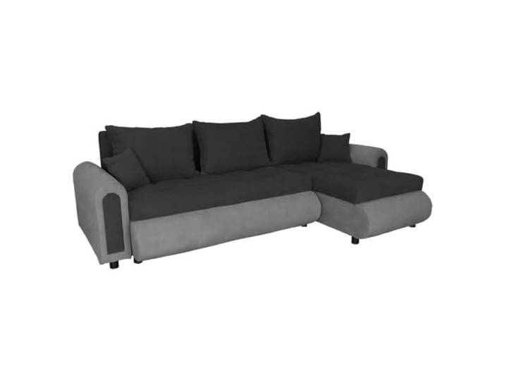 FORNIRO 24 Romeo Ecksofa 232x143cm Schwarz Wohnzimmer Couch Schlafsofa Mit Schlaffunktion & Bettkasten - Kissen - Stoff Komfort ausziehbar Gäste bequem Stauraum Design hochwertig Eckcouch robust