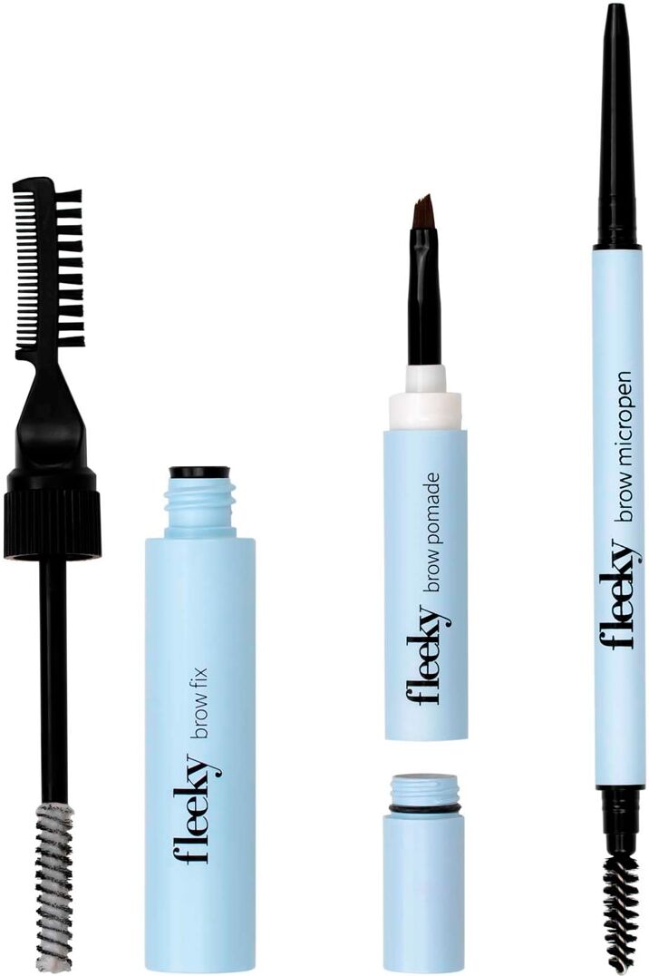 Fleeky Set de cejas 3 en 1 Fijador, Pomada y Micropen Waterproof .  (17 g) Marrón claro