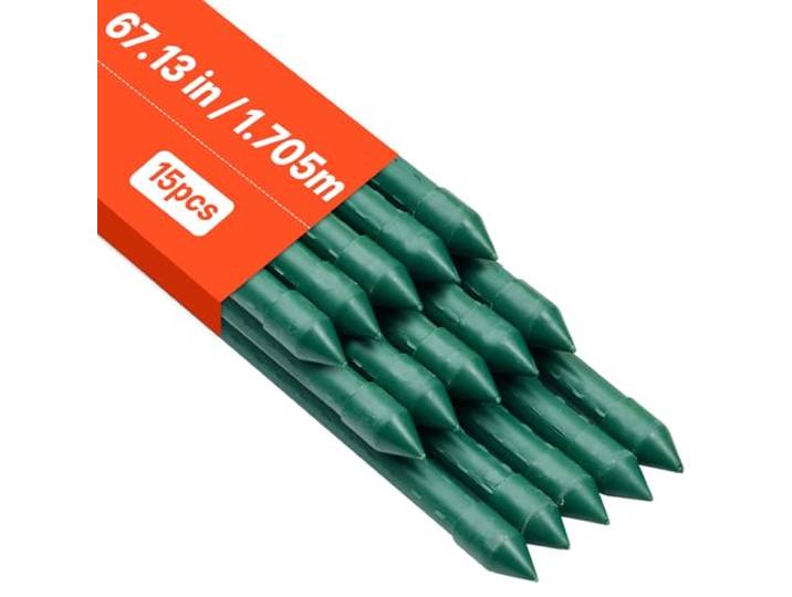 VEVOR Tuteur Plante 1\,7 m Tuteur Plante Grimpante 15 PCS Tuteurs à Tomates Jardin pour Soutien Plantes Grimpantes Légumes Extérieur\, Métal Recouvert Plastique Extrémité Pointue Picots Antidérapants