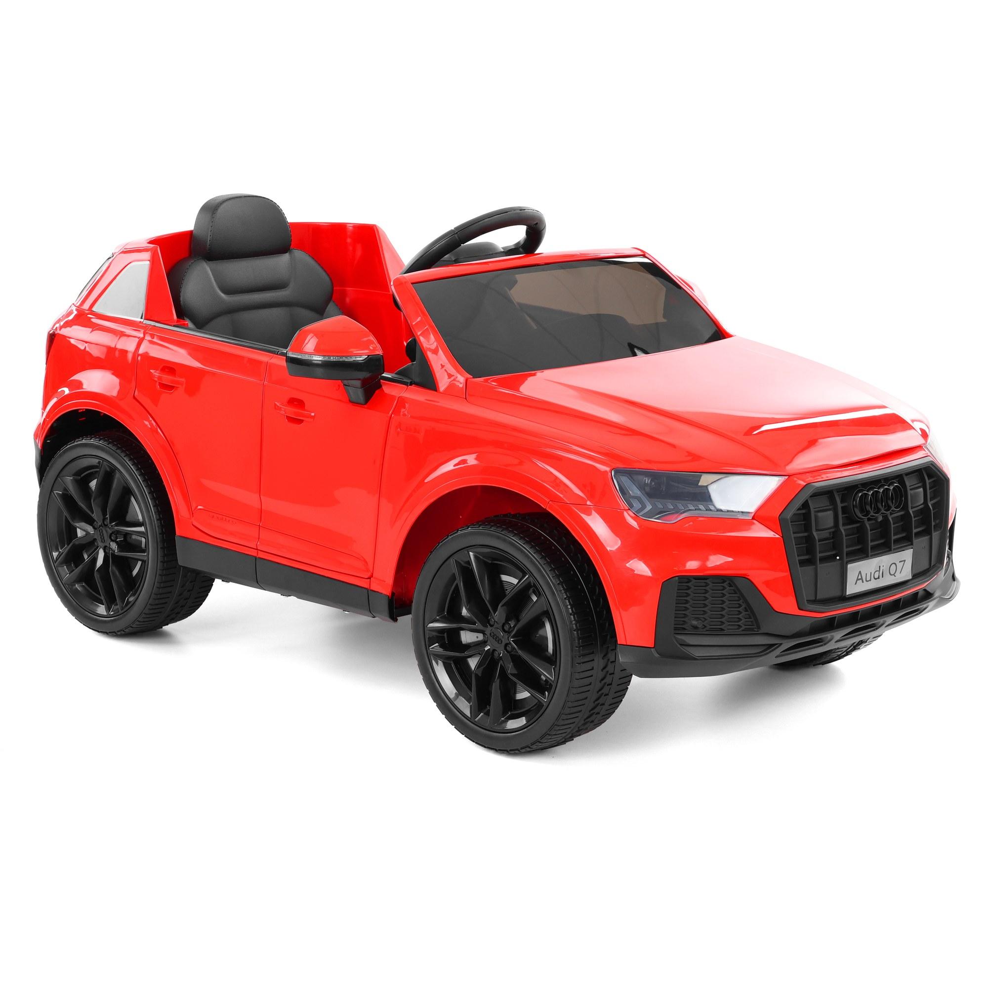 HECHT Kinder-Elektroauto Audi Q7 Rot - 12 V Akku, 2 Motoren, Fernbedienung, LED-Licht, Bluetooth-Radio