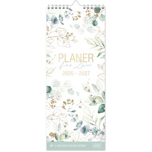 Häfft Familienplaner Planer für Zwei - Blattgold, 2026 / 2027, 17 Monate, 1 Monat auf 1 Seite, mit 3 Spalten, 13 x 31,9 cm