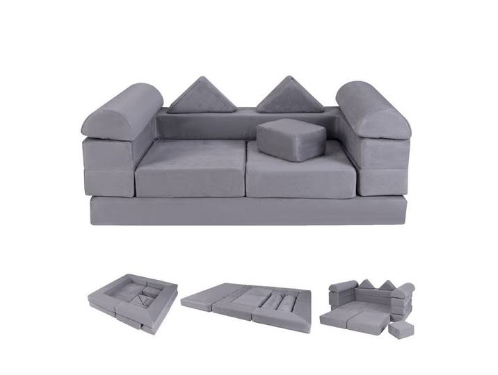 COSTWAY Kindersofa, 9 Teile, Modulares Spielsofa aus Schaumstoff für Kinder