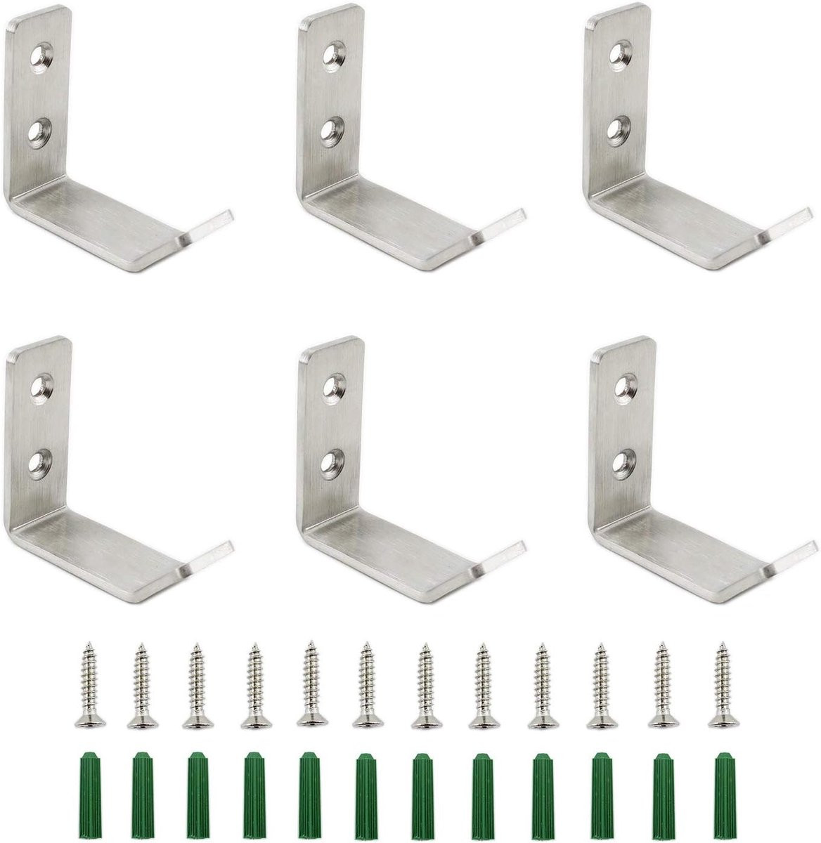 PZCC Set van 6 roestbestendige wandhaken voor kleding, gereedschap of handdoeken