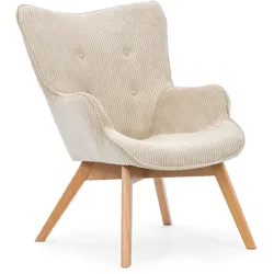 LOUNGESESSEL Lenari Beige Cordstoff mit Füßen in Natur