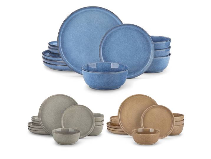 Service de table en grès Vancasso 12/24 pièces, assiettes modernes à glaçure réfléchissante, avec 4 assiettes plates/dessert/bols