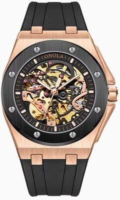 Inspired Finds ONOLA Luxury Automatic Mechanical Watch Waterproof Sports Men's Wristwatch With Luminous Dial rose Black Black