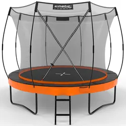 KINETIC SPORTS Trampolin Outdoor 'Ultimate Pro' Ø 244/305/366 cm, rundes Gartentrampolin mit Sicherheitsnetz, bis 120/150/160 kg   Sunset Orange Ø 305 cm