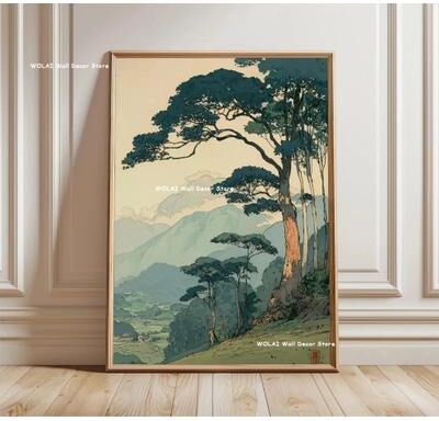 Uplift Essentials Retro Japanese Forest & Koi Zen Canvas Art style 2 8 X 12 In