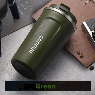 Useful Little Things Stainless Steel Leakproof Travel Coffee Mug army Green 12.85 Oz
