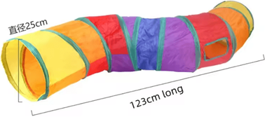 Inspire Curations Collapsible Interactive Cat Play Tunnel For Hide and Seek Fun rainbow Colors s