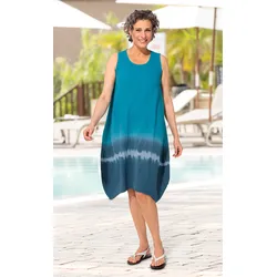 Baumwoll-Kleid in Muster türkis in Größe 42 von DW-Shop, Türkis, 42