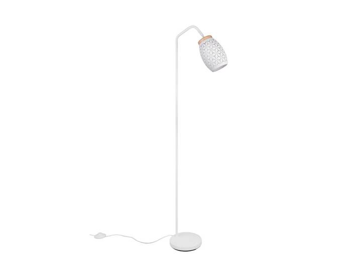 Stehleuchte, Weiß, Kieferfarben, Holz, Metall, Kiefer, 147 cm, Fußschalter, Lampen & Leuchten, Innenbeleuchtung, Stehlampen, Stehlampen