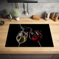 HERDABDECKPLATTE Rotwein - Weißwein - Glas - Schwarz Glaskeramikkochfeldabdeckung 78x52 cm